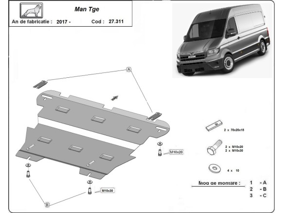 Oceľový kryt motora Man Tge (2017-2025)Man Tge