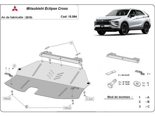 Oceľový kryt motora Mitsubishi Eclipse Cross (2018-2025)Mitsubishi Eclipse Cross
