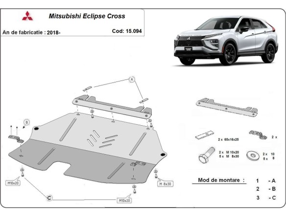 Oceľový kryt motora Mitsubishi Eclipse Cross (2018-2025)Mitsubishi Eclipse Cross