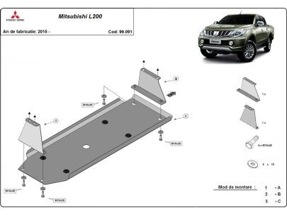 Oceľový kryt palivovej nádrže Mitsubishi L 200 (2015-2025) 2