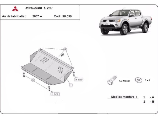 Oceľový kryt chladiča Mitsubishi L 200 (2005-2015)Mitsubishi L200