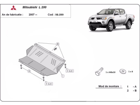 Oceľový kryt chladiča Mitsubishi L 200 (2005-2015)Mitsubishi L200