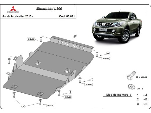 Oceľový kryt motora Mitsubishi L200 (2015-2026)