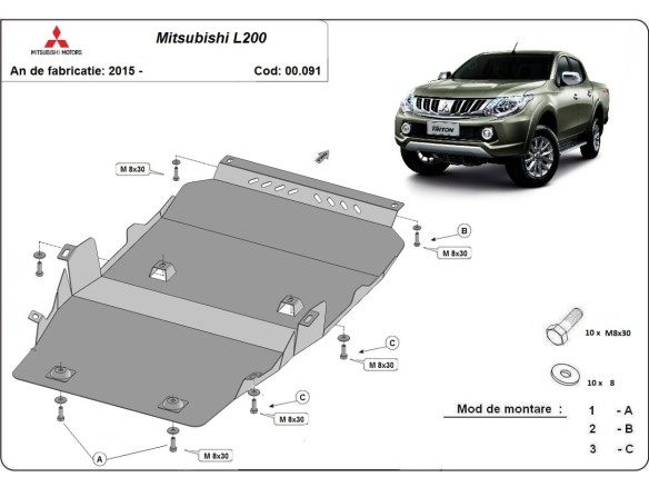 Oceľový kryt motora Mitsubishi L200 (2015-2026)