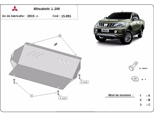 Oceľový kryt chladiča Mitsubishi L200 (2015-2026)