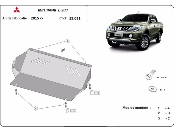 Oceľový kryt chladiča Mitsubishi L200 (2015-2025)Mitsubishi L200