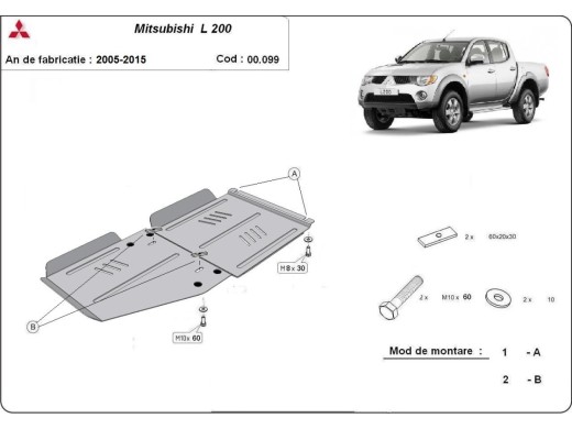 Oceľový kryt prevodovky Mitsubishi L 200 (2005-2015)Mitsubishi L200