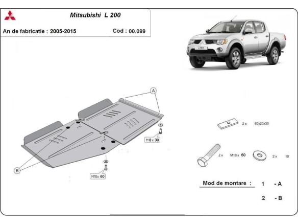 Oceľový kryt prevodovky Mitsubishi L 200 (2005-2015)Mitsubishi L200