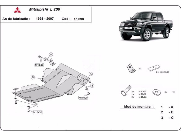 Oceľový kryt motora Mitsubishi L200 (1998-2007)Mitsubishi L200