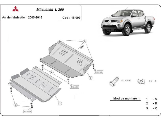 Oceľový kryt motora Mitsubishi L 200 (2005-2015)Mitsubishi L200