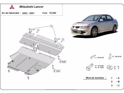 Oceľový kryt motora Mitsubishi Lancer (2002-2007) 2