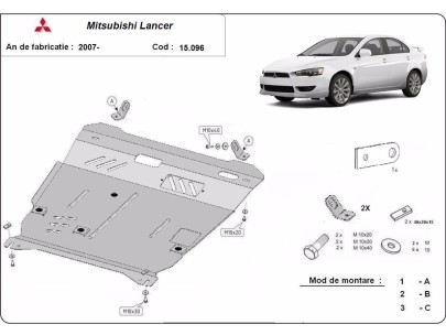 Oceľový kryt motora Mitsubishi Lancer (2007-2017) 2