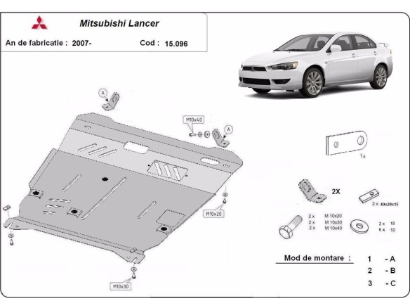 Oceľový kryt motora Mitsubishi Lancer (2007-2017)Mitsubishi Lancer