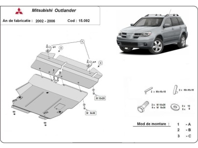 Oceľový kryt motora Mitsubishi Outlander (2002-2006) 2
