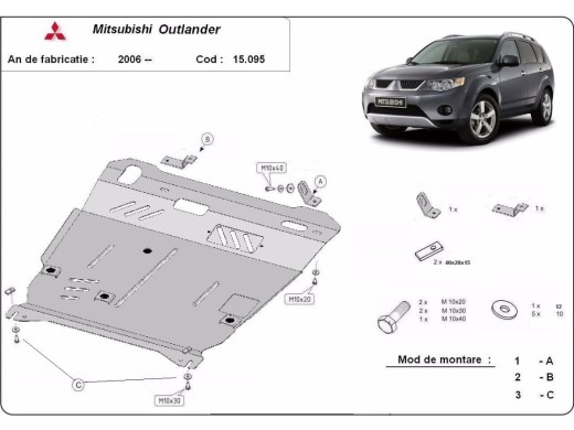 Oceľový kryt motora Mitsubishi Outlander (2006-2012)Mitsubishi Outlander