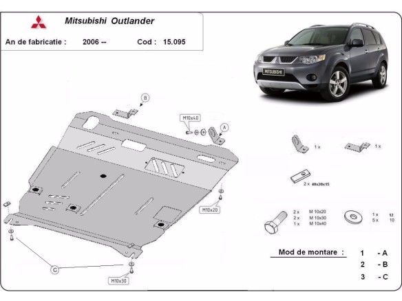 Oceľový kryt motora Mitsubishi Outlander (2006-2012)Mitsubishi Outlander