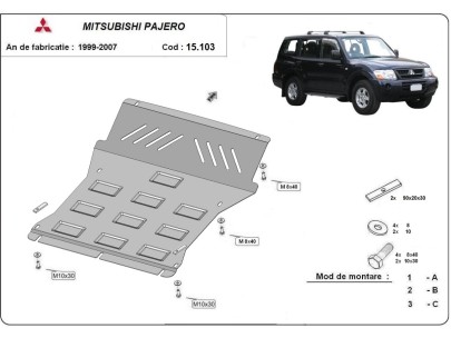 Oceľový kryt motora Mitsubishi Pajero 4 (V80, V90) (2007-2021)Mitsubishi Shogun 2