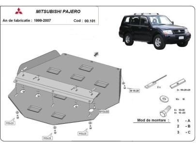 Oceľový kryt motora Mitsubishi Pajero 4 (V80, V90) (2007-2021)Mitsubishi Shogun 2