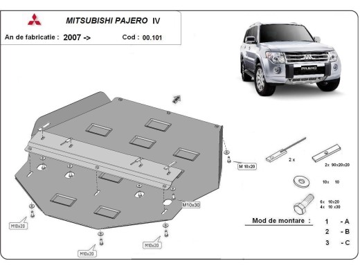 Oceľový kryt prevodovky Mitsubishi Pajero 4 (V80, V90) (2007-2021)Mitsubishi Shogun