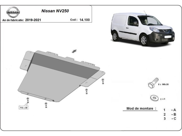 Oceľový kryt motora Nissan NV250 (2019-2021)Nissan NV250