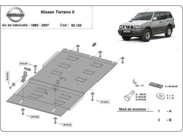 Oceľový kryt prevodovky Nissan Terrano II (1992-2007)Nissan Terrano 