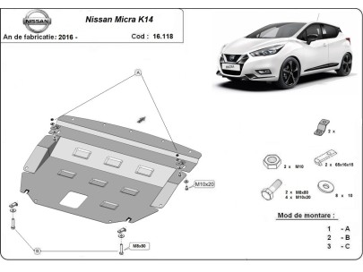 Oceľový kryt motora Nissan Micra (2016-2025) 2