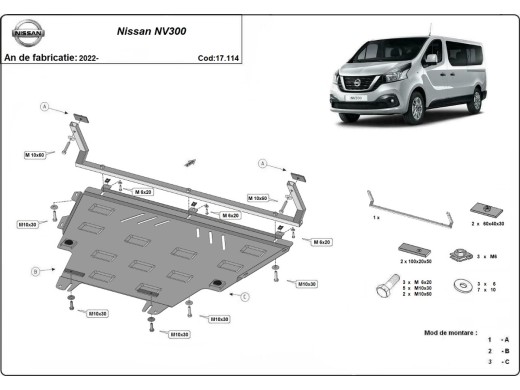 Oceľový kryt motora Nissan NV300 (2022-2025)Nissan NV300