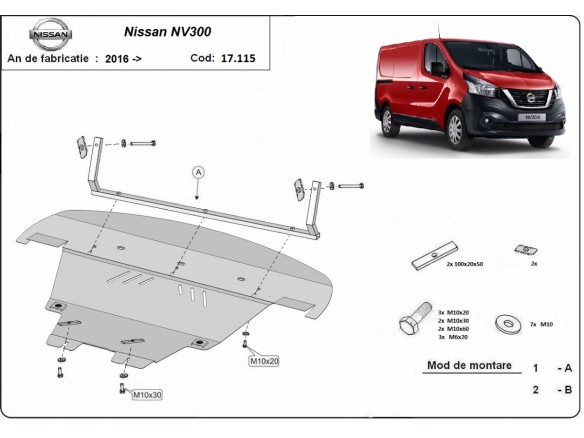 Oceľový kryt motora Nissan NV300 (2014-2021)Nissan NV300