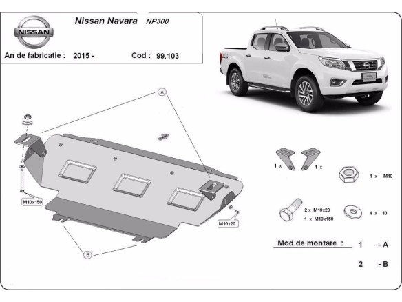 Oceľový kryt chladiča Nissan Navara NP300 - D23 (2015-2021)Nissan Navara NP300