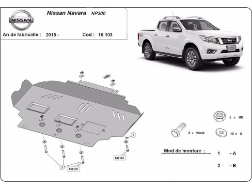 Oceľový kryt motora Nissan Navara NP300 - D23 (2015-2021)Nissan Navara NP300