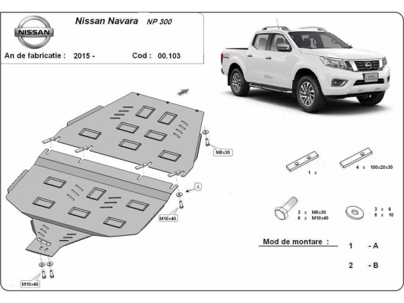 Oceľový kryt prevodovky Nissan Navara NP300 - D23 (2015-2021)Nissan Navara NP300
