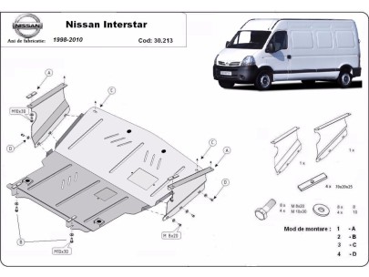 Oceľový kryt motora Nissan Interstar (1998-2010) 2