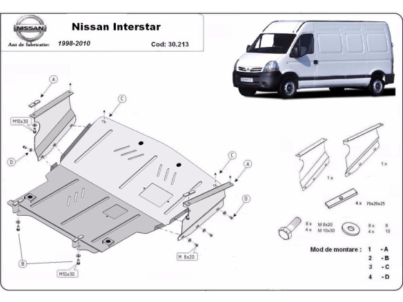Oceľový kryt motora Nissan Interstar (1998-2010)Nissan Interstar