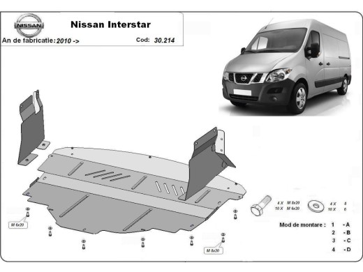 Oceľový kryt motora Nissan Interstar (2010-2026)