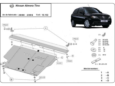 Oceľový kryt motora Nissan Almera Tino (2000-2006) 2