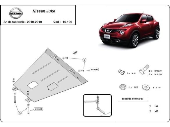 Oceľový kryt motora Nissan Juke (2010-2019)Nissan Juke