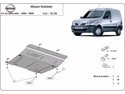 Oceľový kryt motora Nissan Kubistar (2004-2008) 2