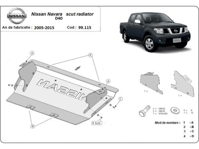 Oceľový kryt chladiča Nissan Navara (2005-2015) 2
