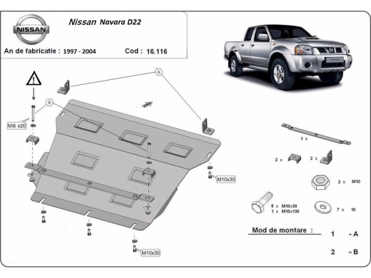 Oceľový kryt motora Nissan Navara D22 (1997-2004)Nissan Navara