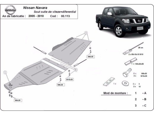 Oceľový kryt prevodovky Nissan Navara (2005-2015)Nissan Navara