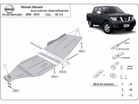 Oceľový kryt prevodovky Nissan Navara (2005-2015)Nissan Navara