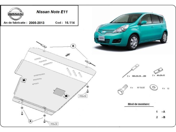 Oceľový kryt motora Nissan Note (2007-2013)Nissan Note