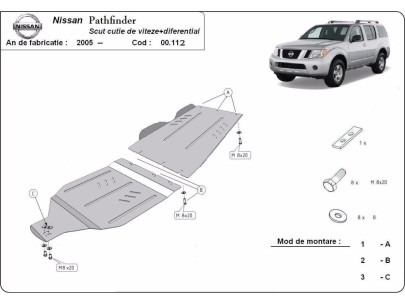 Oceľový kryt prevodovky a reduktora Nissan Pathfinder (2005-2015) 2
