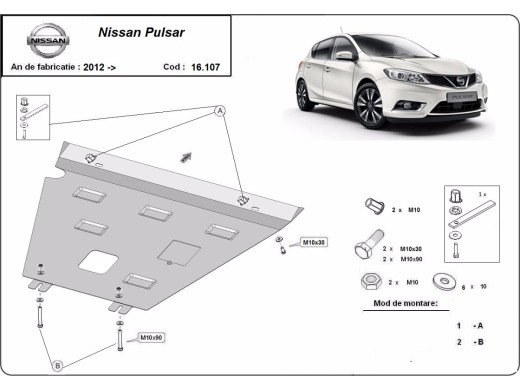 Oceľový kryt motora Nissan Pulsar (2012-2018)Nissan Pulsar