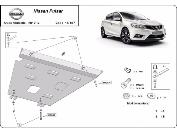 Oceľový kryt motora Nissan Pulsar (2012-2018)Nissan Pulsar