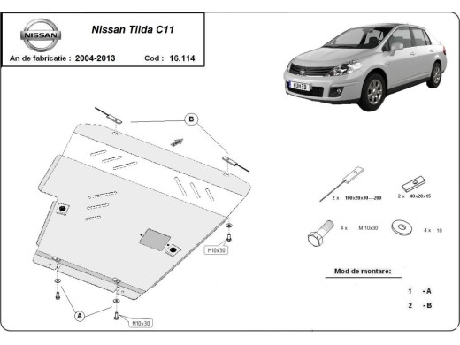 Oceľový kryt motora Nissan Tiida (2007-2011)Nissan Tiida