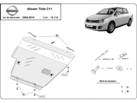 Oceľový kryt motora Nissan Tiida (2007-2011)Nissan Tiida
