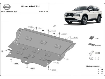 Oceľový kryt motora Nissan X-Trail T33 (2021-2025) 2