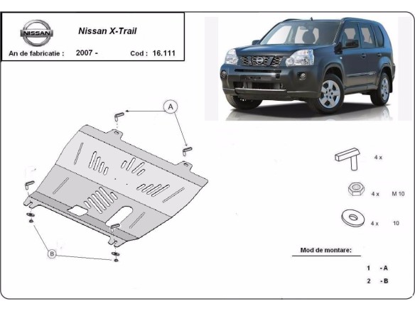 Oceľový kryt motora Nissan X-Trail T31 (2007-2013)