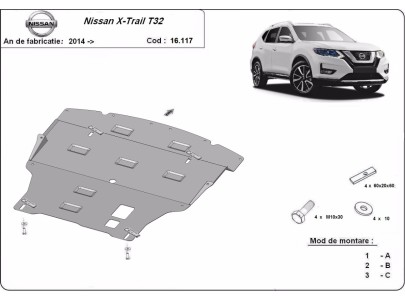 Oceľový kryt motora Nissan X-Trail T32 (2013-2022) 2